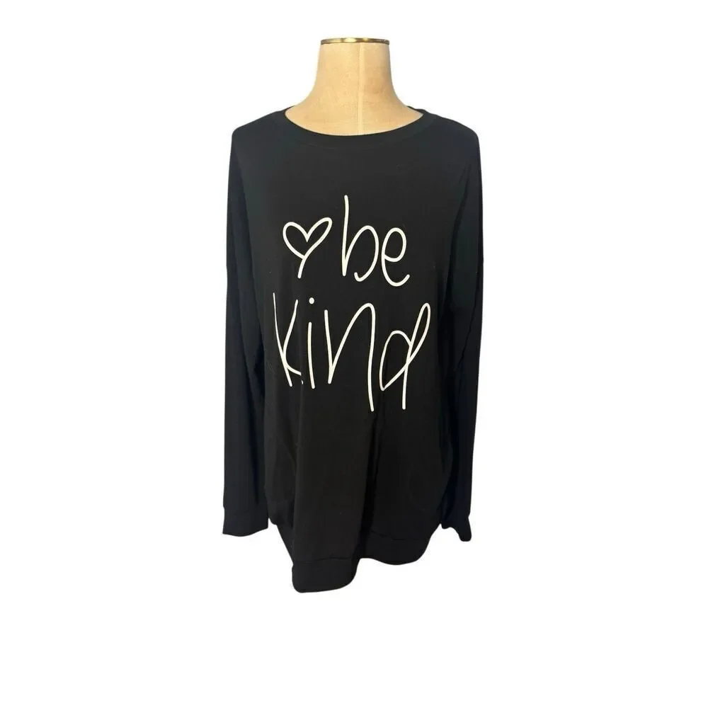 ONLYSHE Womens Crewneck Pullover Pockets Loose Tunic Long Sleeve Black Medium - Picture 2 of 10